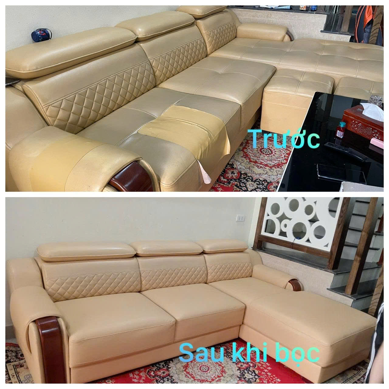 Ghế sofa trước và sau khi bọc